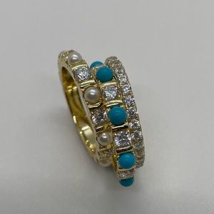Sterling Silver and Cubic Zirconia 3 Ring Stack/ Size 6,7 and 8